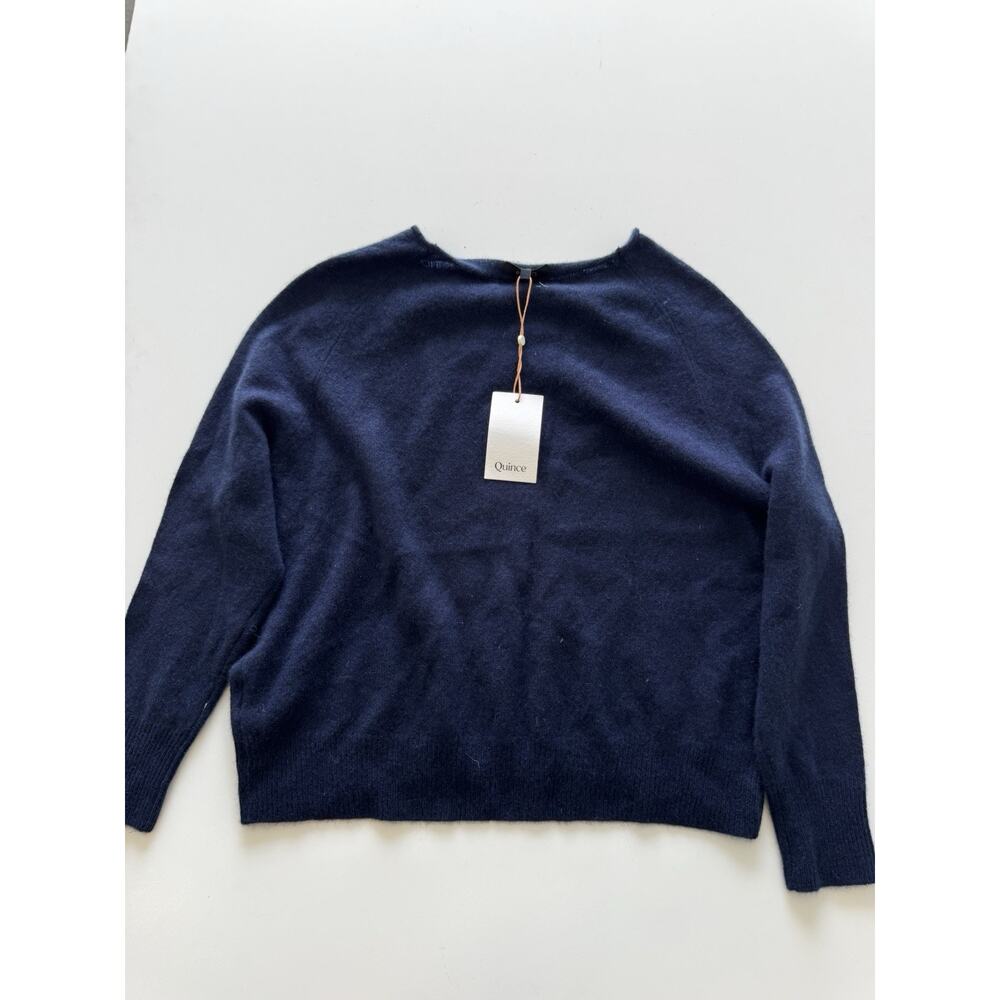 Quince Mongolian Cashmere Boat Neck Sweater Navy Blue Small - Picture 5 of 6